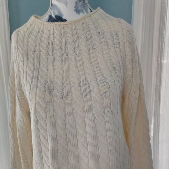Cotton-Blend Cable Knit Sweater NWOT - Picture 4 of 7